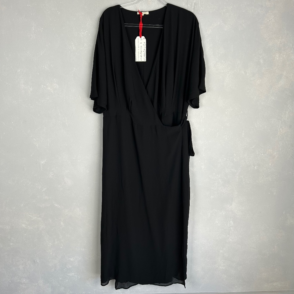 Standards and Practices wrap maxi dress plus size 2X black chiffon FLAWED